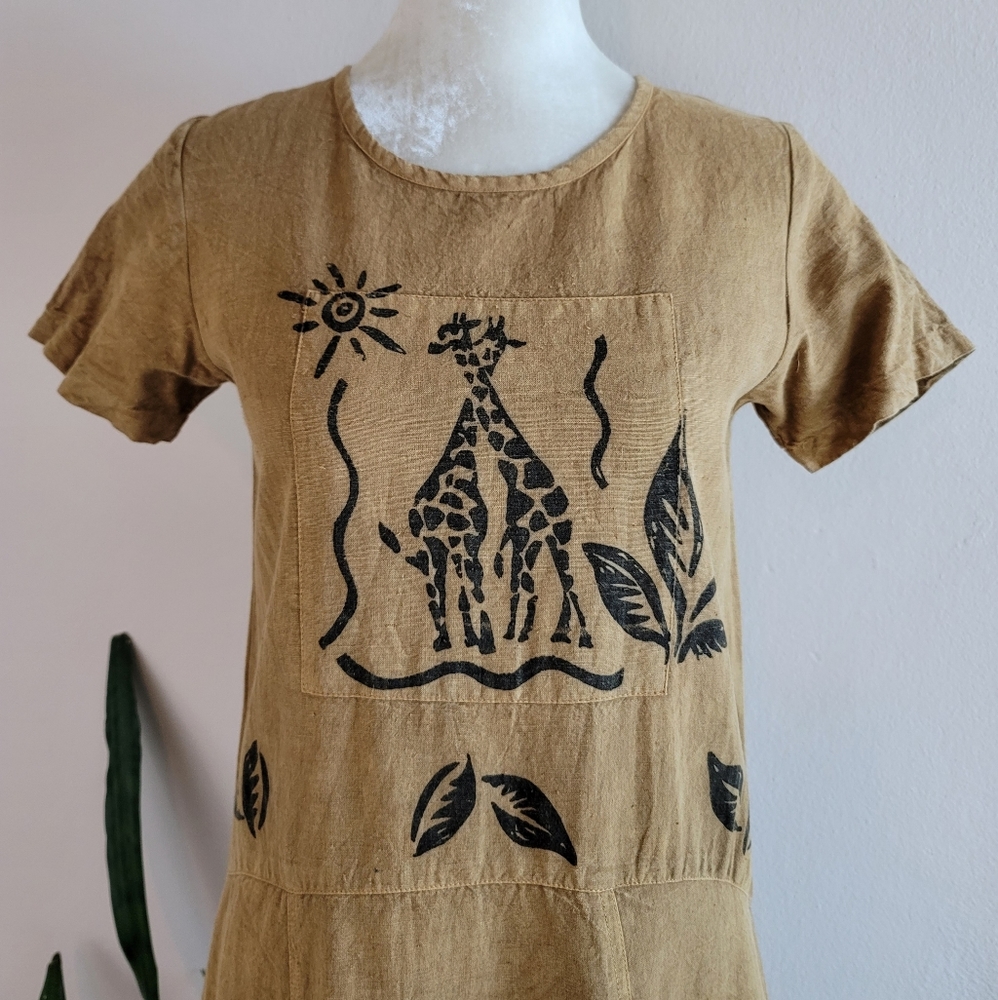 SOLD ❌️ 🎉HP VTG 90s R.J. & Co. Linen Blend Safari Dress - Picture 2 of 13